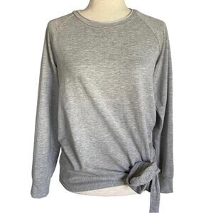 CASLON Gray Tie Knot Hem Pullover Sweater Size XS Casual Loungewear Crew Neck
